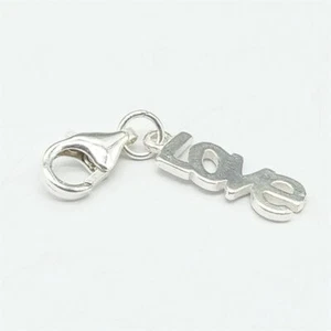 925 Sterling Silver Love Word Clip On Charm Lobster Clasp for Bracelet Necklace - Bild 1 von 4