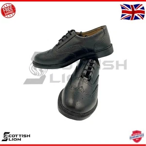 Brogues Ghillie in pelle nera per kilt scozzesi - taglie 5-13 - Foto 1 di 2