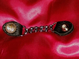 Handcrafted Leather/single Motorcycle Chain Vest Extender Gold Cross - Bild 1 von 2