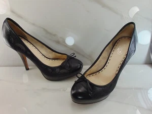 COACH BLACK Leather PERFORATED CIRCLES High Heel Pump 7 1/2 B - MSRP $298.00 - Picture 1 of 6