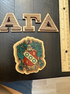 Alpha Gamma Delta Double Raised Wood Letters (1.5") and Crest (3.5") Combo - Picture 1 of 1