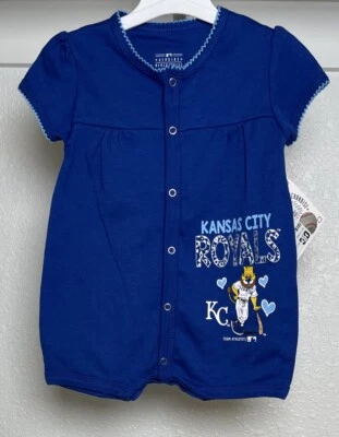 MLB Kansas City Royals Toddler Girls' Short Sleeve Romper Size 3-6M - Image 1 of 4