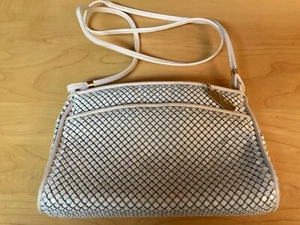 Vintage Whiting And Davis White Chain Metal Mesh Handbag Purse - Picture 1 of 8