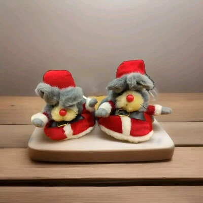 Zapatillas de Navidad Baby One Santa Mouse para niños talla 4/5 Foto 1 de 4