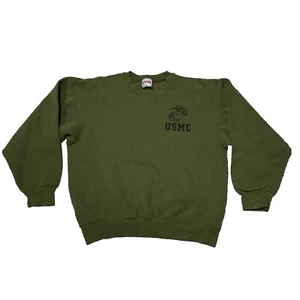 Vintage United States Marine Corps Sweatshirt Mens M Green Military USA Crewneck - Picture 1 of 9