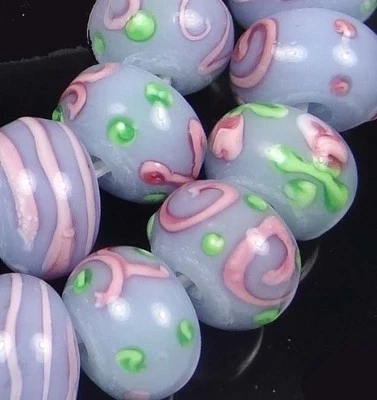 12 Cuentas Rondelle Rosa "Violeta" Hechas a Mano Murano 12x9mm Foto 1 de 3