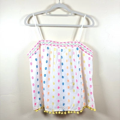 Camiseta sin mangas Lilly Pulitzer Byrde clip de puntos tropicales para mujer grande con ribete de pompones nueva sin etiquetas Foto 1 de 4
