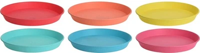 Excellent Housewares Set of 6 22.5cm Reusable Plastic Dinner Plate - Image 1 of 4