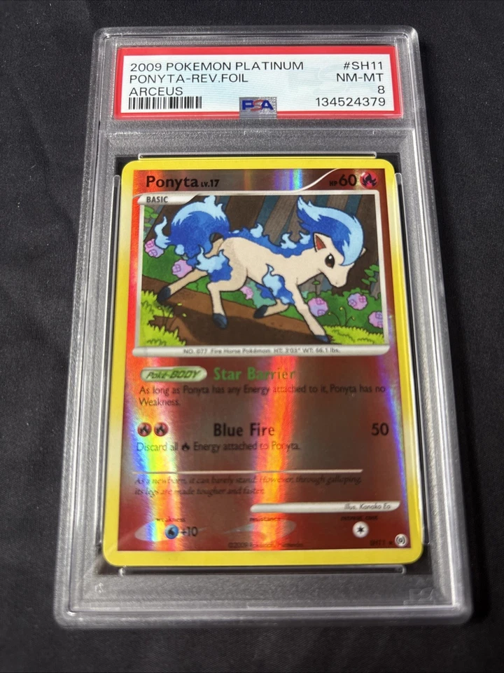 Pokemon TCG PSA 8 Shiny Ponyta Reverse Holo Platinum Arceus SH11 *LOW POP* - Image 1 of 2
