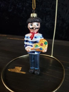 FRENCH ARTIST PAINTER WITH PALETTE GLASS CHRISTMAS TREE ORNAMENT - Picture 1 of 9