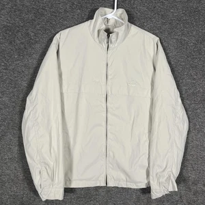 Izod Jacket Mens Medium Beige Full Zip Lightweight Windbreaker Embroidered Logo - Picture 1 of 9