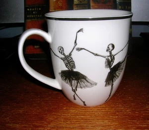 Rare & Very HTF Ciroa Wicked Skeleton Ballerina Porcelain Coffee Mug Halloween - Picture 1 of 4