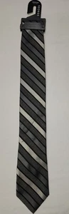 NEUE George Herren Krawatte diagonal gestreift grau normal - Bild 1 von 5