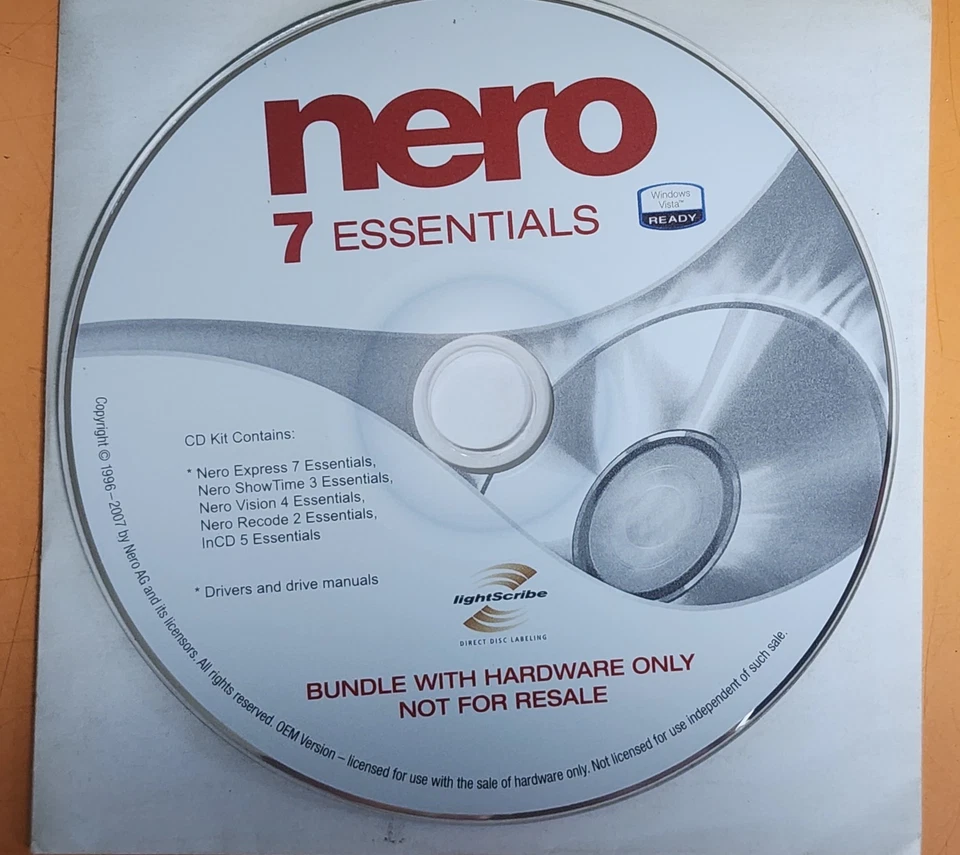 Nero Essentials 7 CD DVD Authoring Burning Software OEM Installation CD - Image 1 of 1
