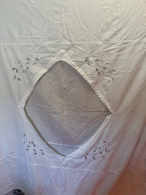 "Funda nórdica vintage de algodón bordada blanca años 80 57"" x 77""" Foto 1 de 4