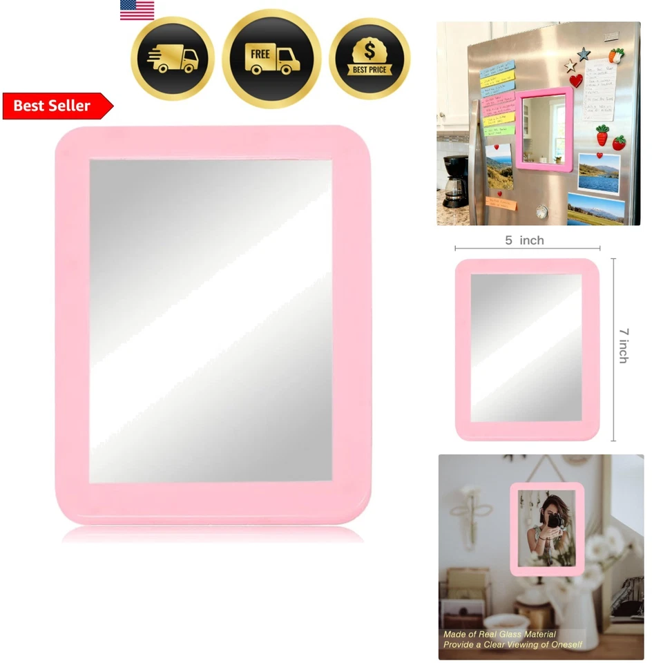 Magnetic Locker Mirror Small Real Glass Mirror for Locker Bathroom Refrigerat... - Image 1 of 4