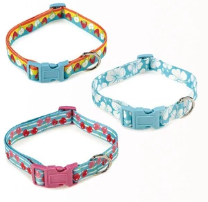 East Side Collection Fruit Frenzy Nylon Dog Collar Pet Collars Cherry Hibiscus - Picture 1 of 5