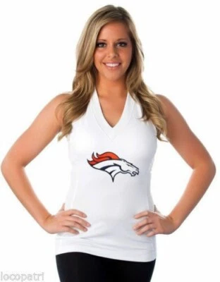 Camisa Top Halter Cobertura Soplada All Sport Couture Para Mujer NFL Denver Broncos Nueva con Etiquetas Foto 1 de 4