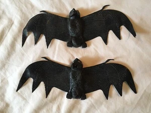 De colección Hecho en Hong Kong 2 Ct Halloween Goma Murciélago Decoración Años 80 11 Pulgadas - Imagen 1 de 5