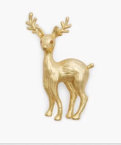 $49.50 TALBOTS REINDEER GOLD TONE BROOCH 2” JST51 - Picture 1 of 5