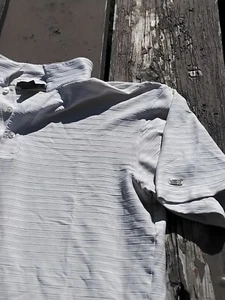 white Nike Tiger Woods Collection Golf Polo Shirt Textured Ribbed Sz L - Picture 1 of 7