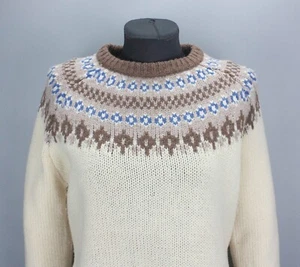 House Of Bruar Munrospun Fair Isle White Lambswool Knit Jumper Size Large Womens - Picture 1 of 22