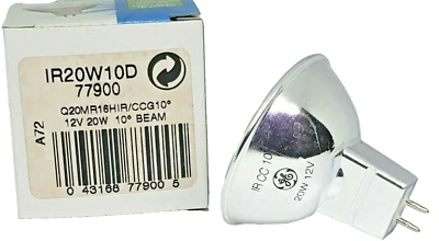 GE 77900 Q20MR16HIR/CCG10 12V 20W IRC Spot 10 Degrees MR-16 Bulb - Image 1 of 2