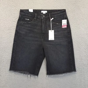 Good American Shorts Womens 0 Black Good 90s Bermuda Denim Distressed Casual - Picture 1 of 19