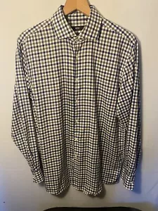 Hugo Boss Sharp Fit Mens Dress Shirt Size 17 34/35 Plaid Long Sleeve EUC Large - Picture 1 of 9