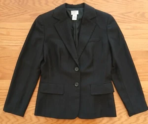 Ann Taylor Loft Petites schwarze Nadelstreifen Wolljacke – Damen 4P - Bild 1 von 3