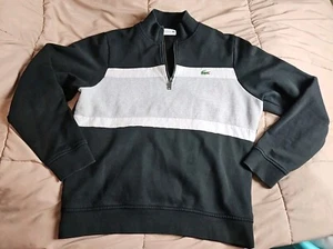 Lacoste Quarter Zip Mock Neck  Sweater Men's Large Black White Gray  - Picture 1 of 5