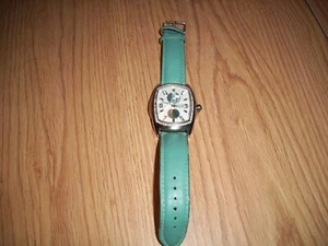 Stainless Japan Movement stainless steel back genuine leather band mens watch - Picture 1 of 5