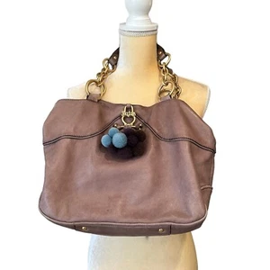 Juicy Couture chunky chain soft leather brown large hobo shoulder bag Y2K - Picture 1 of 13