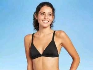 Xhilaration Juniors geripptes dreieckiges Bikini-Oberteil - schwarz GRÖSSE WÄHLEN - Bild 1 von 3