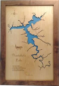 Nantahala Lake, NC - Laser Cut Wood Map | Wall Art | Made to Order - Picture 1 of 9