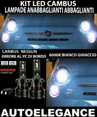 FIAT 500 500C LAMPADE ANABBAGLIANTI ABBAGLIANTI LED 16.000LM CAMBUS - AT - Immagine 1 di 4