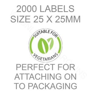 Food Label Stickers Suitable For Vegetarians 2000 Labels Catering Food Packaging - Foto 1 di 1