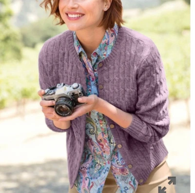 Norm Thompson Grey 100% Wool  Button Front Cardigan Women’s Sz L   - Image 1 of 4