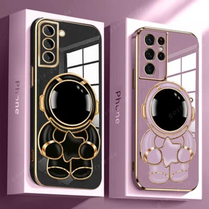 Plating Astronaut Holder Case For Samsung S24 Ultra S23 FE S22 A54 A14 A34 Cover - Photo 1 sur 17