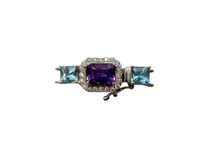 Clasp of Genuine BLUETOPAZ/AMETHYST/MOISSANITE/\W13MM/L31MM/H8.50MM/5.53Gr/$ 158 - Picture 1 of 4