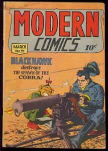 Modern Comics #71 schöner unrestaurierter goldener Zeitalter Blackhawk Qualität Comic 1948 sehr guter Zustand