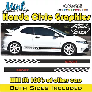 Calcomanías adhesivas de vinilo deportivas laterales Honda Civic tipo R gráficos SIN P&P 012 - Imagen 1 de 4