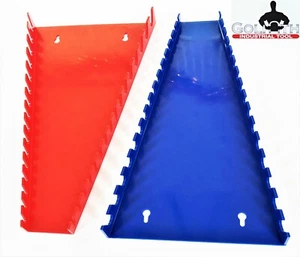 32 SLOT GOLIATH INDUSTRIAL MOUNTABLE WRENCH RACK HOLDER ORGANIZER TRAY RED/BLUE - Picture 1 of 3