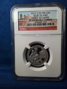 2017s Ellis Island, 25c, Silver PF69 Ultra Cameo, NGC 4526487-018 - Picture 1 of 4