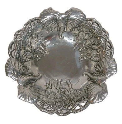 Arthur Court Elephant Bowl 1995 14" metal ensalada de frutas aluminio excelente estado Foto 1 de 4