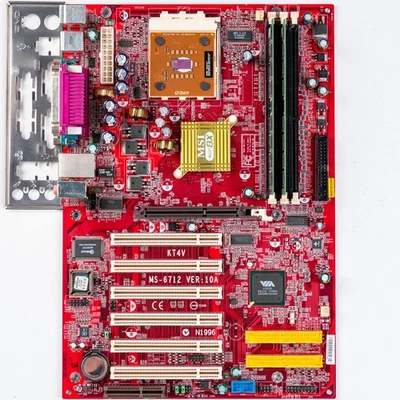 MSI KT4V Socket A ATX Motherboard DDR AGP IDE AMD Athlon XP Windows 98 Gaming - Image 1 of 4