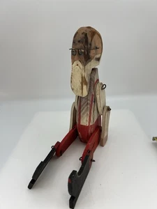 Fairfield Folk Art La Habra Wooden Articulated Coal Faced Santa Shelf Sitter - Picture 1 of 8