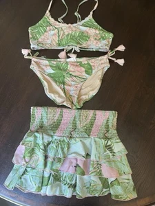 Girls Shade Critters Palm Swimsuit And Coordinating Cover Up Skirt | Size 14 - Picture 1 of 10