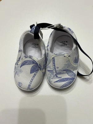 Nuevos Zapatos Janie And Jack Azul Y Blanco SLIP-ON 12-18 Meses Foto 1 de 4