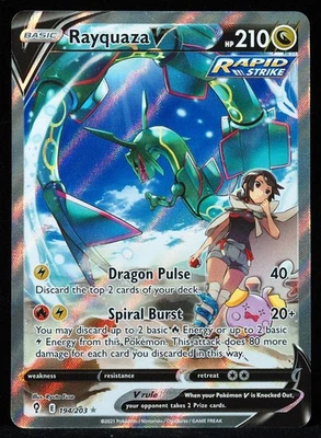 Rayquaza V #194 NM- / LP Water DMG Pokemon Card - Image 1 of 3